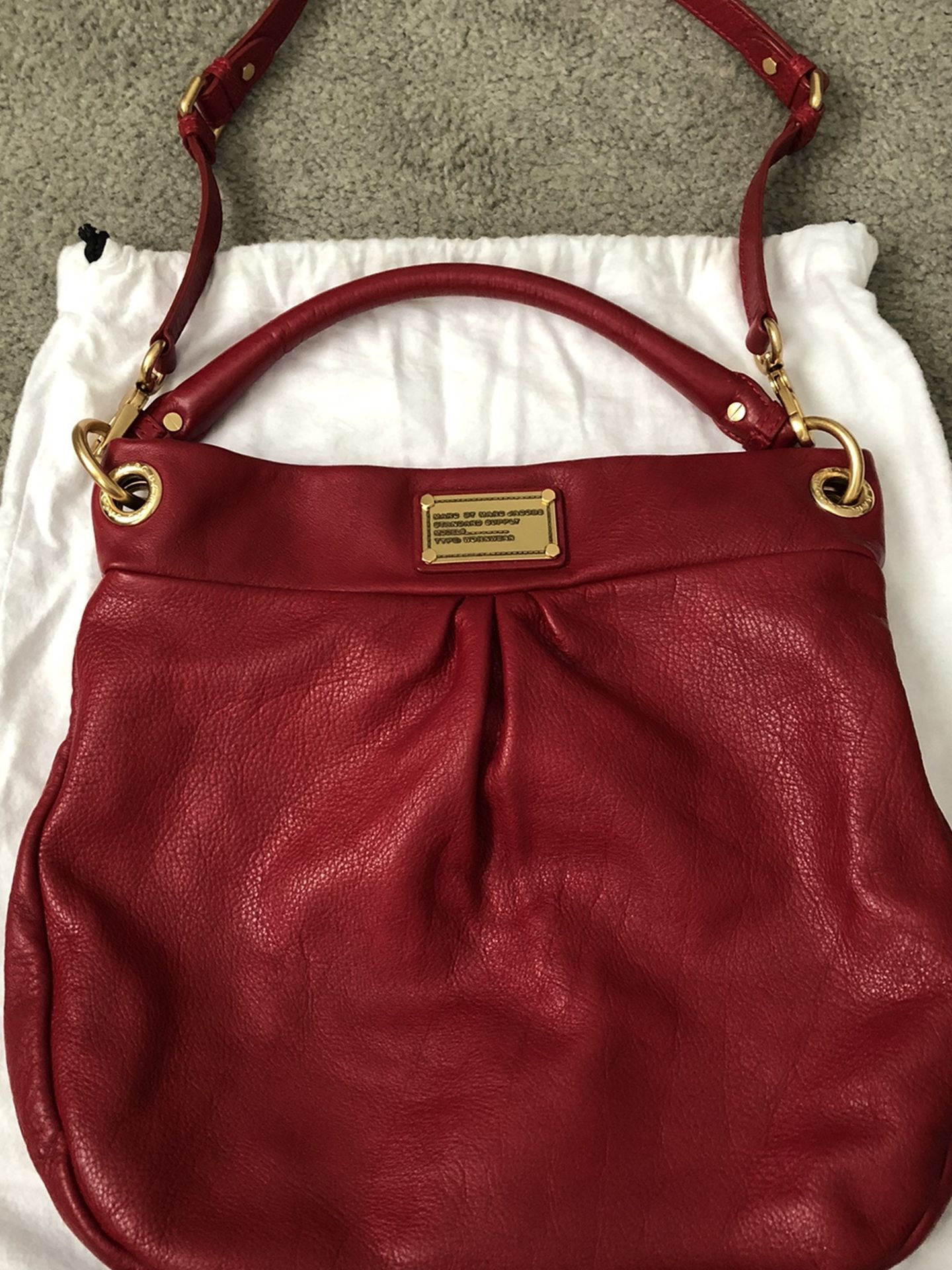 Marc Jacobs Red Leather Hillier Hobo Bag