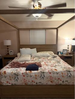 King bed frame W/ two nightstands