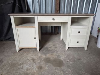 Office desk with drawers and shelving