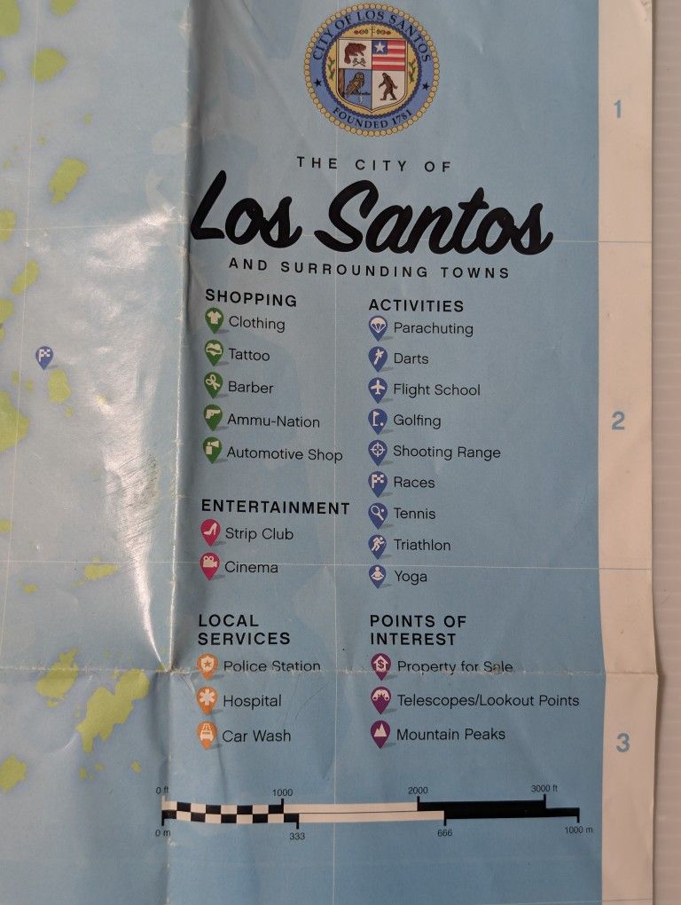 Original GTA V Map (Xbox 360) Los Santos Poster - Fair Condition