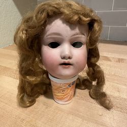 Antique Porcelain NIPPON Doll Head and Wig