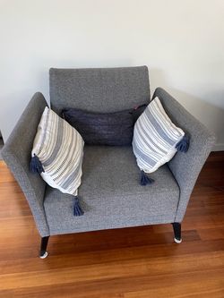 Set of 2 Grey upholstered arm chair