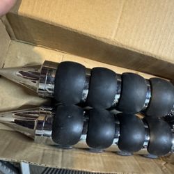NEW motorcycle handlebar grips universal chrome rubber