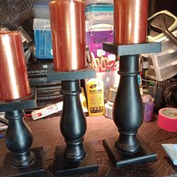 3 Beautiful Wood Candle Holders With Candles