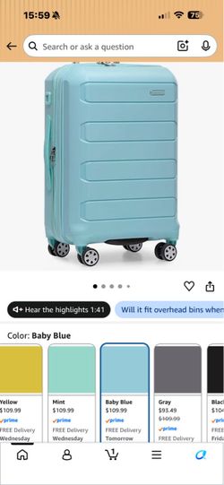 Baby Blue Hard Shell Spinner Luggage