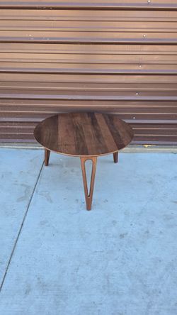 30" Walnut Brown Round Solid Wood Coffee Table