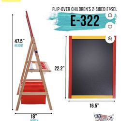 US Art Supply Children's Paint & Drawing Kids Art Easel Flip-Over Chalk & Dry Erase Board Bins