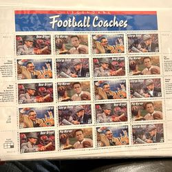 4 Sheets Of Legendary Football Coaches Stamps