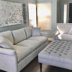 Beautiful Comfy Sofa Couch & Chair + Cushions Set
