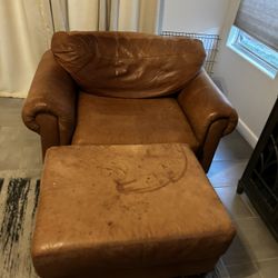 Buffalo Leather Love Sofa And Ottoman 