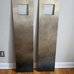 2 Wall Art Pieces Hand Painted Pressed Wood 49”x12”