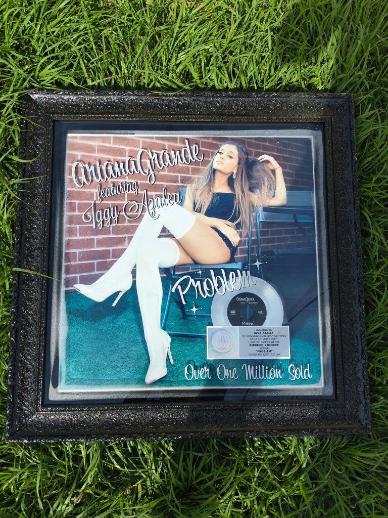 custom-made display celebrating the success of the song "Problem" by Ariana Grande featuring Iggy Azalea. 