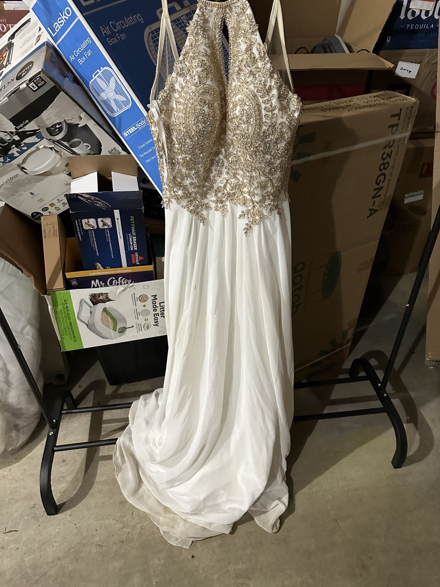Gold And White Dress