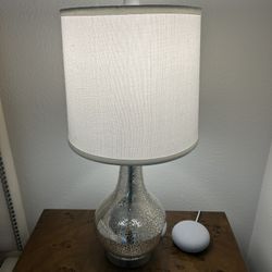 SET OF TWO Mercury Glass Lamps Ivory Shade