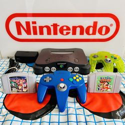 Nintendo N64 Bundle ( Banjo Kazooie & Tooie Games Included) 2 Controllers 