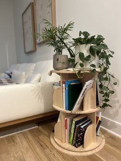 Wooden Round Bookshelves (x2)
