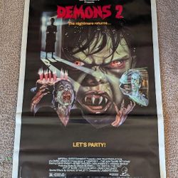 Vintage 1987 DEMONS 2 MOVIE HORROR THRILLER POSTER 27"x 41" VERY RARE