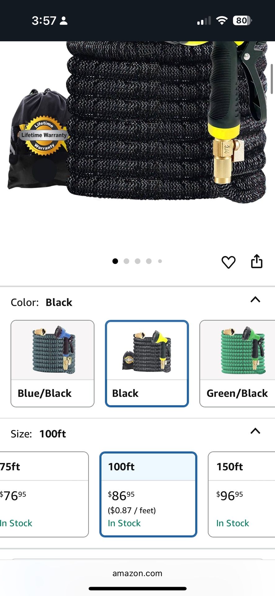 J&B XpandaHose 100ft Expandable Garden Hose with Holder - Heavy Duty Superior Strength 3750D 4 -Laye
