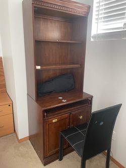 Wood Hutch Cabinet with Open Shelving