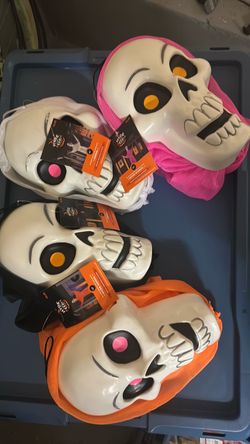 Hyde & EEK Halloween Skeleton Masks with Costumes – Lot of 4