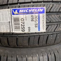 (4) New Michelin Defender 205/55/16 
