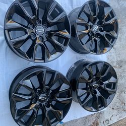 Chevy Silverado Rims 20” Original OEM Factory Wheels Rines New Gloss Black Powder Coated ( Exchange Available)