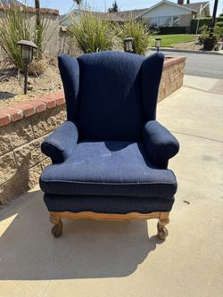 Blue Fabric Cushioned Chair