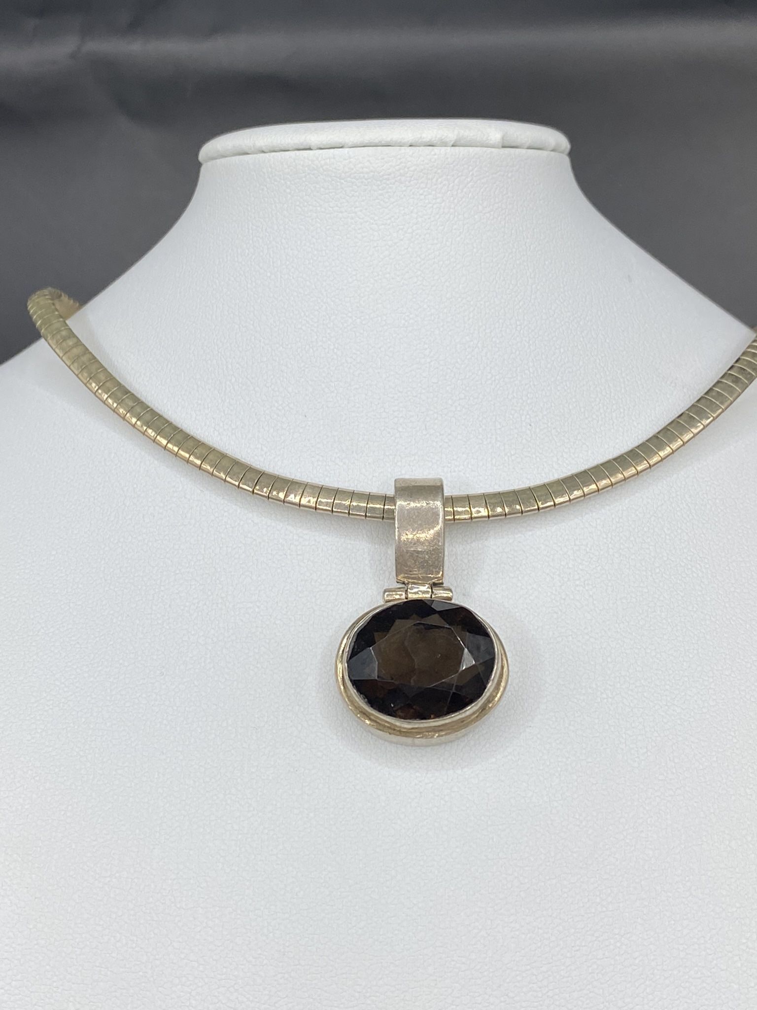 Vintage 925 Smoky Quarts Chunky Necklace