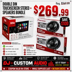 Boss Double Din Touchscreen Stereo BE62CP Apple Carplay Pioneer TS-G1620F 2 Sets 6 1/2" 2-Way Coaxial Speaker 600 Watt Package 🚨 Payment Options Avai