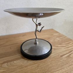 Footed Pewter Dish With Dancer