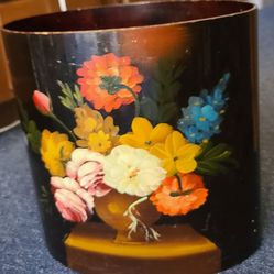 Vintage Handpainted Wastebasket