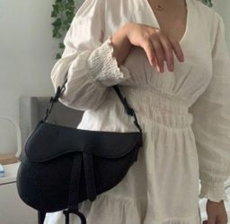Black Leather Saddle Shoulder Bag