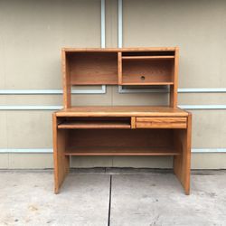 Vintage Or Mid Century Modern Wood Computer Desk With A Hutch