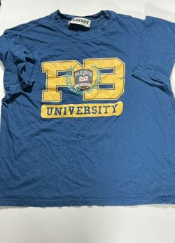 Vintage Playboy University Graphic T-Shirt Men’s XL Blue Yellow Y2K Streetwear