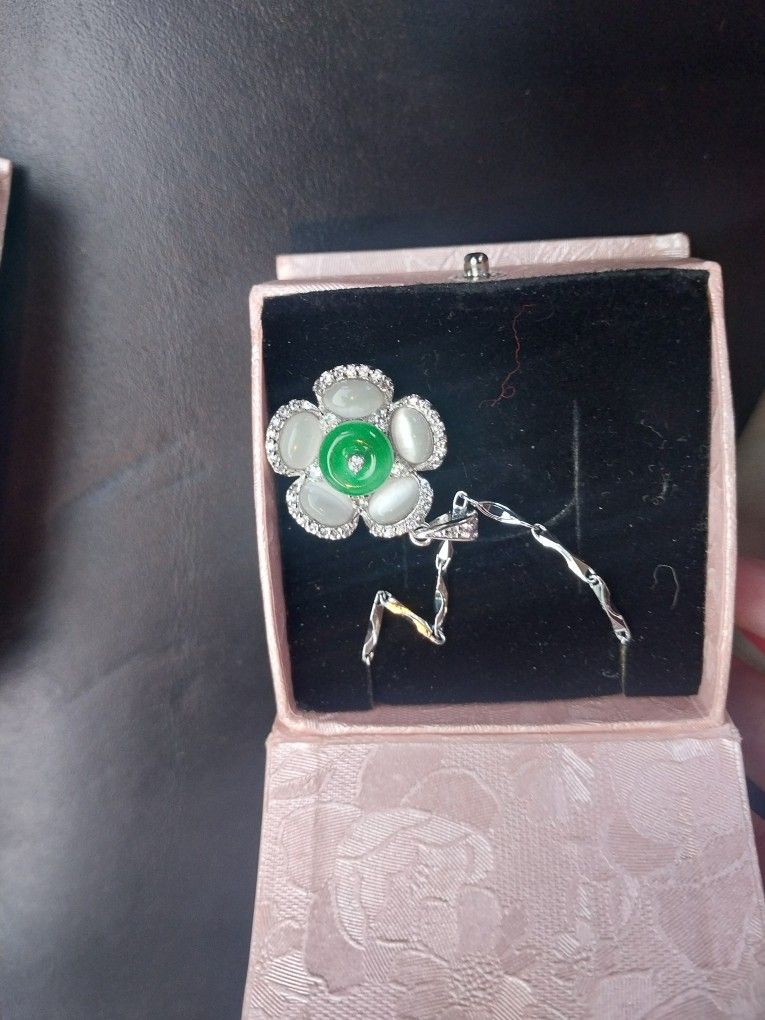 Gold Plated Jade Flower Necklace