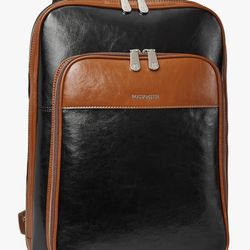 Women's leather laptop backpack.