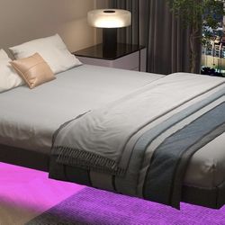  Floating Leather Led Bed Frame