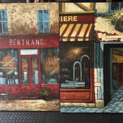 Canvas painting artwork- Side walk Cafe 2 piece set.