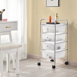 Drawers Rolling Storage Cart Metal Frame Plastic Drawers for Office/Home/Study