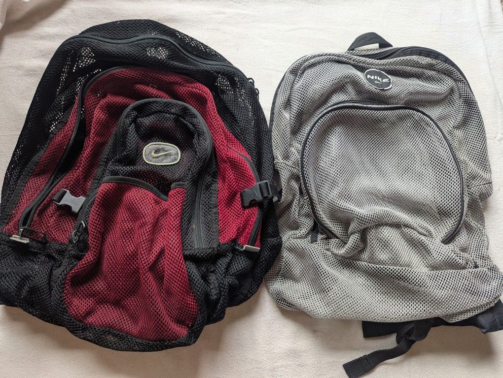 Vintage Nike All Mesh Backpack See Through Transparent Gym School Bag Pack Travel Beach Snorkel Diving Surfing Gear Camp REI Tyr Scuba Wetsuit Water