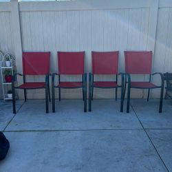 CHAIRS SET 4 - RED & BLACK
