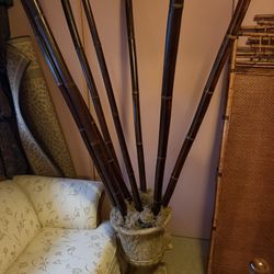 Accent Pot With Bamboo Poles