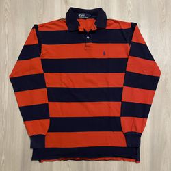 Vintage 90s Polo Ralph Lauren Long sleeve Rugby Striped Made In USA  Mens Medium 