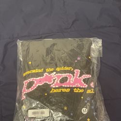 Sp5der Hoodie Black/Pink SIZE MEDIUM