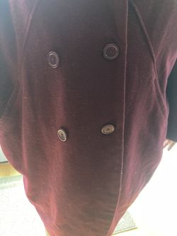 Women Burgundy Wool/ Poly Coat