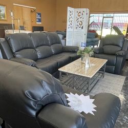 3PC Black Reclining Sofa Set