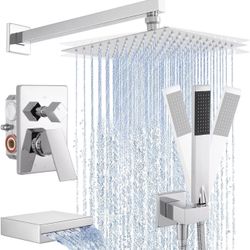 KES XB6305 Chrome Rain Shower System With Handheld Spray Pressure Balance 10 In