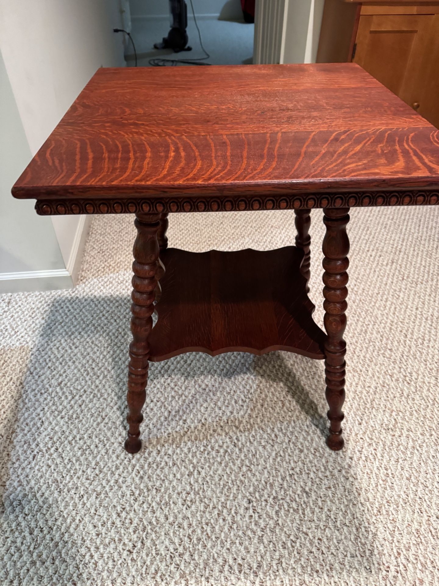 Antique Square Table With Lower Shelf