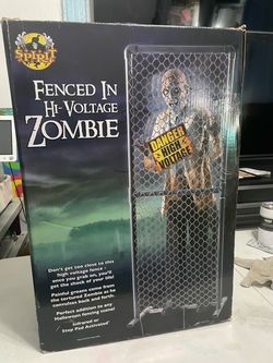 Halloween Fenced In High Voltage Zombie Animatronic