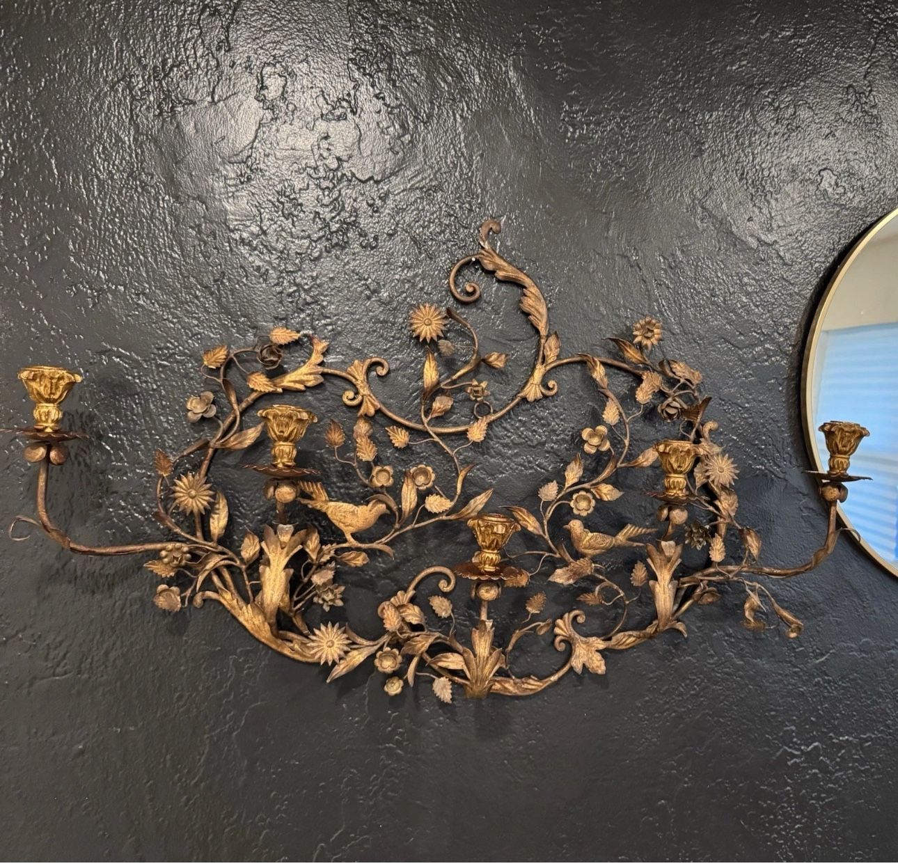 Italian Gold Gilt Candelabra Wall Sconce